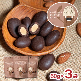 チョコ ORGANIC JOY CHOCOLATE オーガニック チョコレート アーモンドダーク 60g 3袋 日新化工 JAS 国内製造 メール便 ゆうパケット 送料無料