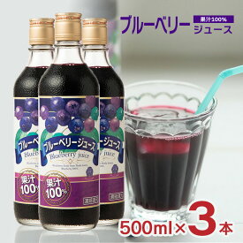 ブルーベリージュース 果汁100％ 500ml 3本 野田ハニー ブルーベリー ジュース 送料無料