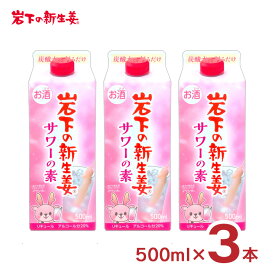 リキュール コンク 岩下の新生姜サワーの素 500ml 3本 20度 お酒 新生姜 サワー 岩下の新生姜 紙パック 清洲桜醸造 送料無料