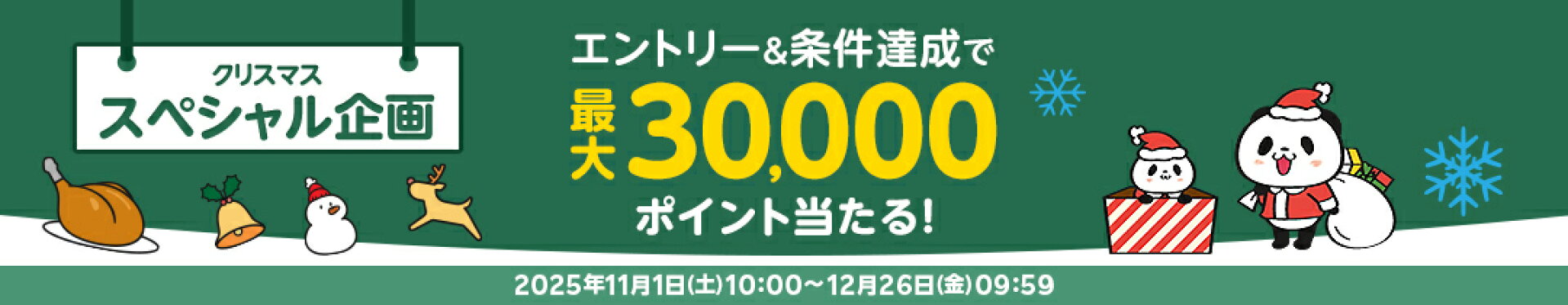 クリスマススペシャル企画 最大30,000P当たる！