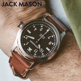 jack mason 腕時計 メンズ JACK MASON AVIATION JM-A101-002 ジャックメイソン アヴィエーション レザーベルト 革腕時計 革ベルト 3針 アナログ ラウンド メンズ ブランド 時計 42mm 蓄光 夜光 光る スーパールミノバ 日付 ギフト 男性 正規品 パイロットウォッチ タフ