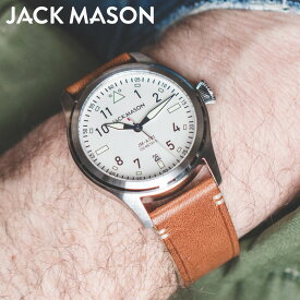 jack mason 腕時計 メンズ JACK MASON AVIATION JM-A101-201 ジャックメイソン アヴィエーション レザーベルト 革腕時計 革ベルト 3針 アナログ ラウンド メンズ ブランド 時計 42mm 蓄光 夜光 日付 ギフト 男性 正規品