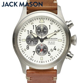 jack mason 腕時計 メンズ JACK MASON AVIATION JM-A102-201 ジャックメイソン アヴィエーション レザーベルト 革ベルト アナログ ラウンド メンズ ブランド 時計 42mm 蓄光 夜光 日付 ギフト 男性 正規品 クロノグラフ