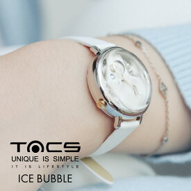TACS ICE BUBBLE タックス アイスバブル 腕時計 レディース TS2203B デザインウォッチ 華奢 時計 レザー 革 ラウンドケース 小ぶり 小さめ 細ベルト 2針 女性 33mm tacs 時計 タックス 腕時計 ブランド アイス バブル フェミニン カジュアル ラッピング レディースウォッチ