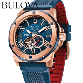 ブローバ 腕時計 メンズ 自動巻き BULOVA Marine Star bu-98a227 ブローバ マリンスター オートマウォッチ 機械式 メカニカル オープンハート 45mm ラバーベルト 防水 アラビア数字 正規品