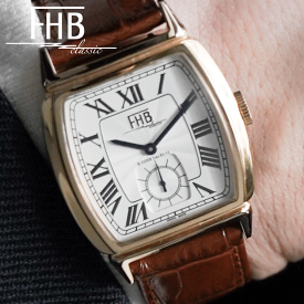 エフエイチビー 腕時計 FHB LEO F903-YWR-BR 腕時計 メンズ レデイ クォーツ レトロ レザーベルト 革ベルト 33mm カウレザー スモールセコンド スクエア型 四角 トノー型 アンティーク クッション型 アナログ