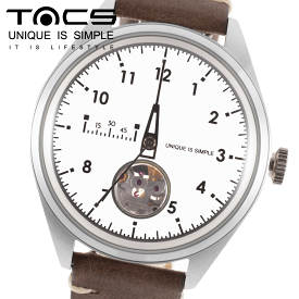 タックス 時計 TACS TIME RULER TS2204A タックス タイムルーラー 腕時計 メンズ 自動巻き オートマウォッチ 38mm レザーベルト 革ベルト オープンハート シースルーバック スケルトン 軽量 アナログ