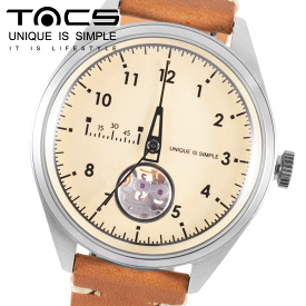 タックス 時計 TACS TIME RULER TS2204B タックス タイムルーラー 腕時計 メンズ 自動巻き オートマウォッチ 38mm レザーベルト 革ベルト オープンハート シースルーバック スケルトン 軽量 アナログ