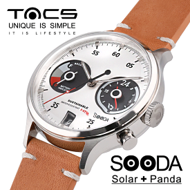 タックス 腕時計 TACS SOODA TS2302A タックス ソーダ 腕時計 ソーラー レザーベルト 革ベルト ブラウン 38mm 防水 3針 日本製 アナログ メンズ レディース ペアウォッチ ソーラー 腕時計 レディース 時計 パンダ 可愛い 電池交換不要