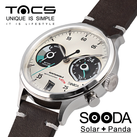タックス 腕時計 TACS SOODA TS2302B タックス ソーダ 腕時計 ソーラー レザーベルト 革ベルト ブラウン 38mm 防水 3針 日本製 アナログ メンズ レディース ペアウォッチ ソーラー 腕時計 レディース 時計 パンダ 可愛い 電池交換不要