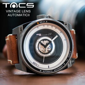 TACS 腕時計 メンズ 自動巻き オートマチック 2 機械式 TACS AVLII VINTAGE LENS AUTOMATIC II TS1803 タックス ヴィンテージレンズ tacs 時計 カメラレンズ ビンテージ レトロ アンティーク 46.5mm レザーベルト 革ベルト 保証 男性 個性的