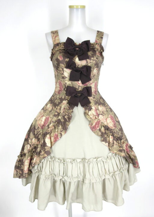 楽天市場】【中古】mille fleurs / ローズ柄リボンジャンパースカート 