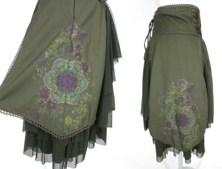 楽天市場】【中古】 OZZ ONESTE / チャイナ刺繍入りスカート  