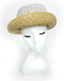 CA4LA / 水玉モダンブルトン ストローハット バラ色の帽子 別注品 カシラ Barairo no Boushi 麦わら帽子 B54817_2306