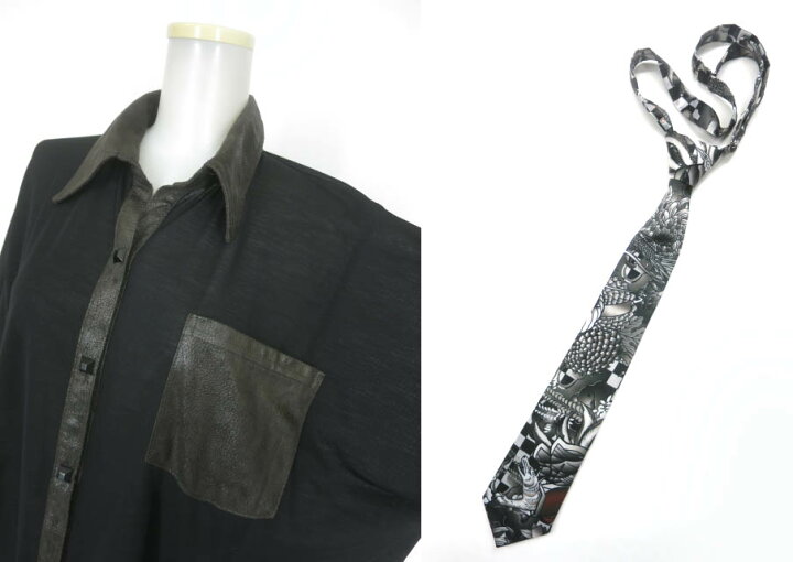 楽天市場】【中古】 気楡茶閃洸 / 半袖 和柄タイ付きビッグシャツ 
