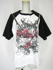 【中古】 REFLEM / 肩ファスナー付き薔薇プリントTシャツ レフレム B72552_2601
