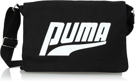［PUMA］帆布ミニメッセンジャーバッグ ブラック/ブラウン コットン 14L PUMA プーマ ショルダーバッグ スリングバッグ ボディバッグ 斜めがけ かっこいい おしゃれ スタイリッシュ 中学生 高校生 大学生 通学 カバン かばん バッグ ギフト プレゼント