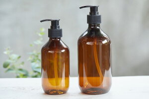 ポンプボトル ソープディスペンサー ソープボトル シャンプー ハンドソープ コンディショナー アンバー 300ml 500ml 茶色 遮光 バス
