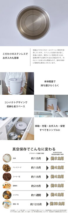 楽天市場】【正規品】全自動真空保存容器 米びつ 10kg ステンレス 