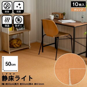 防音タイルカーペット 静床ライト 防音マット 10枚セット 1ケース 50×50cm 東京防音 防音DIY 階下への防音対策 遮音等級 床 足音 衝撃吸収 防振 制振 振動音 厚手 賃貸 マンション 苦情 騒音 ピ