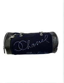 【中古】CHANEL　シャネル　エンブロイダリー　ネイビー　ウール×レザー　SV金具　26番台　26189664　ショルダーバッグ 【LVU2025010176】