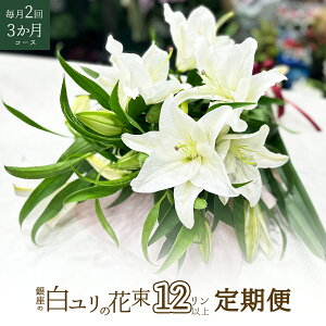 銀座の白ユリ 3本 12輪以上 定期便 毎月2回 3か月コース ギフト 花 2025 贈り物 プレゼント お祝い お盆 お供え ユリ 花束