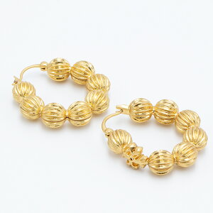 yyVX[p[SALE50%OFFN[|zg[o[` TORY BURCH sAX S[h ROXANNE FLUTED BEAD HOOP EARRING 81290 715 ROLLED BRASS [2023AW]