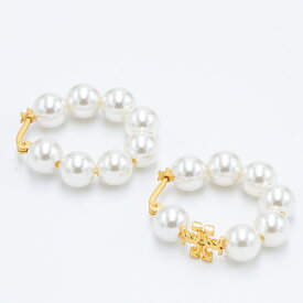 【2023年秋冬新作】トリーバーチ TORY BURCH ピアス ゴールド/アイボリー KIRA PEARL HOOP EARRING 140674 960 ROLLED BRASS/IVORY [2023AW]