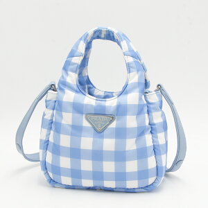�v���_ PRADA �V�����_�[�o�b�O(2WAY�d�l) ���C�g�u���[ 1BA359 2ECF F0076 OVV TESSUTO VICHY CELESTE [2023AW]