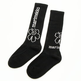マリメッコ marimekko ソックス ハイソックス ウニッコ ブラック×ホワイト Suikea Unikko Logo Kioski Socks 094339 991 北欧 フィンランド [2025SS]