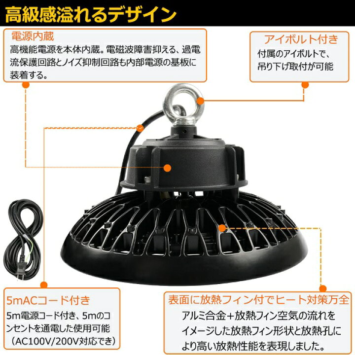楽天市場】LEDハイベイライト 250W 2500W相当 40000LM 電球色3000K UFO  