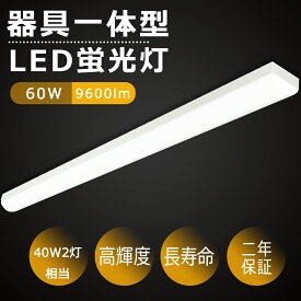 トラフ型 LEDベースライト 40W形 昼光色(6000K) 60W 9600lm LEDベースライト 器具一体型 LED蛍光灯 直付形 トラフ型照明器具 LED蛍光灯 器具一体型 直管形 LEDベースライト 40W 2灯 相当 LED蛍光灯器具 40W2灯相当 LED蛍光灯40W型 器具一体型 薄型 天井 施設照明 店舗照明