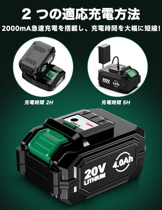 楽天市場】KIMO 20V4.0Ah 専用 リチウムイオンバッテリー 1個セット 