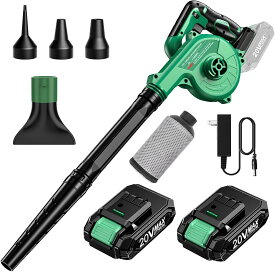 【楽天1位★最安値挑戦中!限定P10倍】100m/sを超える3速暴風調整 KIMO ブロワー 洗車 強力 ブロアー 充電式 OA機器用エアダスター エアーブロー延長チューブ付き 2.0Ahバッテリ一2個搭載 コードレスブロワー 風量調整 吹き飛ばしと集塵1台2役 ノズル4個 ダストバッグ1個