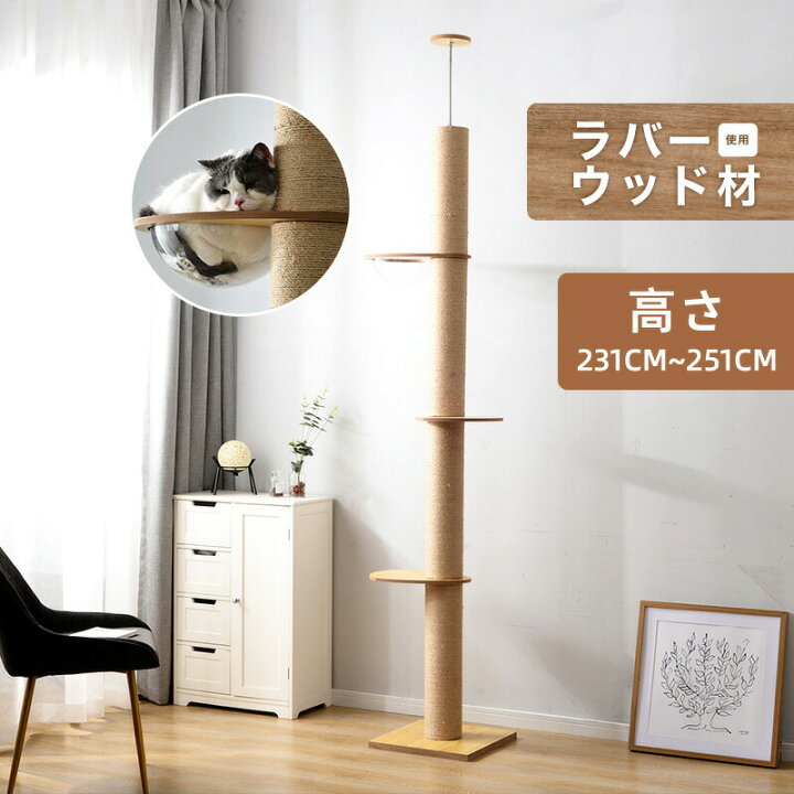 楽天市場】キャットタワー 突っ張り スリム おしゃれ 省スペース 