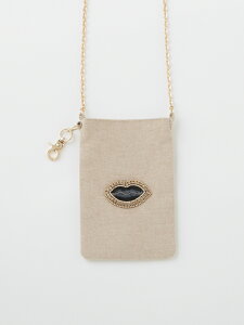 くちびるビーズ刺繍スマホポーチ スマホショルダー インド刺繍 ポシェット ユニーク かわいい プレゼント ギフト 送料無料 メーカー直送 東京かんかん KANKAN