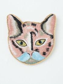 キャット刺繍顔型ポーチ インド刺繍 ビーズ刺繍 ねこ 猫 ネコ かわいい プレゼント ギフト 送料無料 メーカー直送