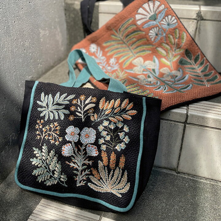 楽天市場】プラント刺繍 トートバッグ コットン100％ マチあり 