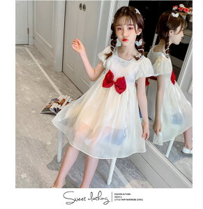 ワンピース キッズ 子供服 子供用 Aライン 女の子 ドレス パーティードレス チュールスカート ファッション きれいめ お嬢様風おしゃれ 女児 発表会 可愛い お出かけ パーティー 学生 蝶結び