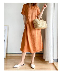 ワンピース 夏 半袖 レディース Aライン ゆったり きれいめ お出かけ ミモレ丈 ロングワンピ 上品 体型カバー 大人 おしゃれ ファッション ビーチ レジャー リゾート 無地 大きいサイズ L-935