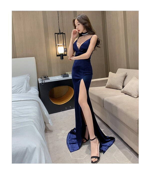 楽天市場 ワンピース タイト スリット ミモレ丈 お洒落 礼服 きれいめ クラブ レディース お出かけ セクシー Aライン フェミニン パーティー キャミワンピ 夏 女の子 優雅 大人切り替え お呼ばれ ロング ネイビー Xg 867 Tokyolion