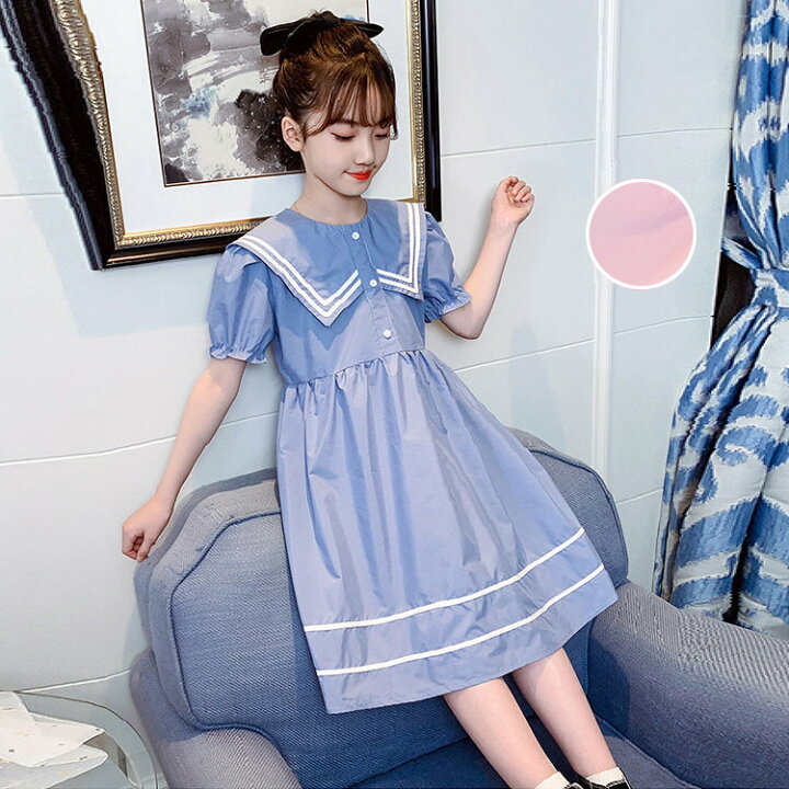 楽天市場 ワンピース キッズ 子供服 海軍の襟 Aライン 女の子 ドレス ファッション きれいめ お嬢様風 結婚式 入学式 おしゃれ 女児 発表会 可愛い お出かけ パーティー 学生 ピンク ブルー 110 170 Tz 864 Tokyolion