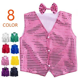 ベスト スパンコール キラキラ ダンス衣装 子供服 派手 子ども服 キッズ キッズダンス ヒップホップ 冬トップス タンクトップ ベスト ステージ ショート丈 衣装 スパンコール スパンコール 舞台衣装 春 夏 秋 蝶ネクタイついておりません wudao-616