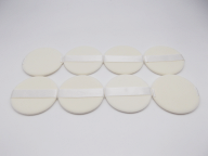 【数量限定・業務用】両面植毛ウレタンパフ(リボン付)8個直径約58mm x 5mm厚(F-345)化粧 メイク ディスポ…