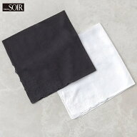 コットン ハンカチ 刺繍 ローズ 花柄 バラ 東京ソワール スカラップ レディース ブラック ホワイト 黒 白…