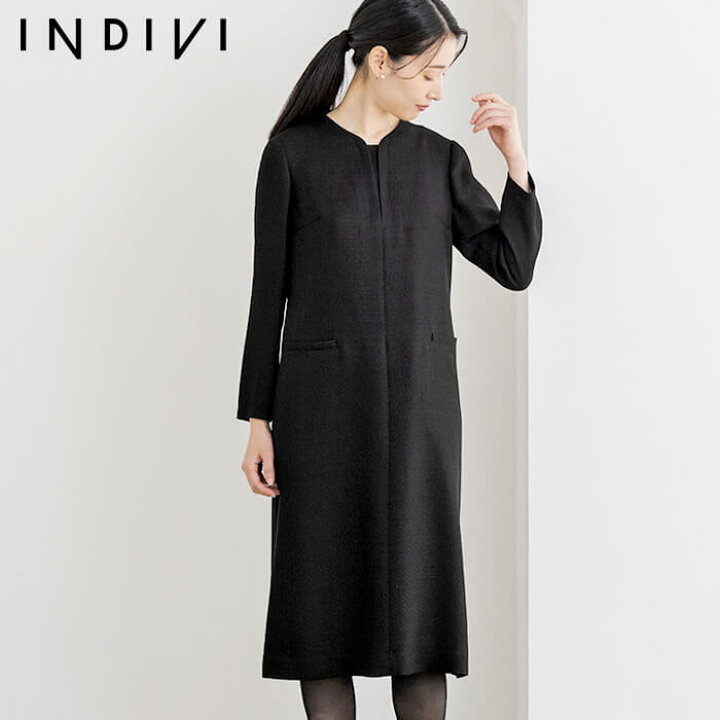 楽天市場】【39％OFF】【INDIVI】喪服 ワンピース レディース インディヴィ 東京ソワール ブラックフォーマル 礼服 葬式 通夜 告別式  卒業式 式典 冠婚葬祭 黒 レイヤード ポケット オールシーズン おしゃれ ブランド シンプル Vネック ノーカラー 30代 40代  4101430-00 ...