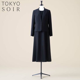 ブラックフォーマル 喪服 レディース アンサンブル オールシーズン 礼服 洗える ウォッシャブル 前開き ノーカラー V開き 定番ミセス 冠婚葬祭 葬式 告別式 喪主 親族 卒業式 東京ソワール 9号 11号 13号 15号 M/L 40代 50代 60代 7403700-00