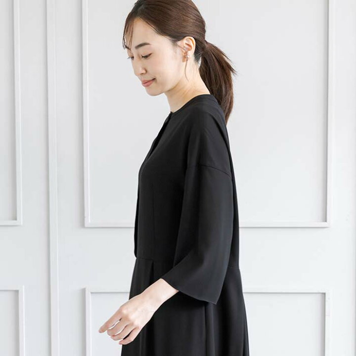 東京ソワール ワンピース喪服 フォーマル ワンピース 夏 トウキョウソワール 東京ソワール WEB限定 とにかくゆったり夏用ブラックフォーマルワンピース ご家庭で洗えて涼しいワンピース 葬式 葬儀 通夜 告別式 お盆 お墓参り ブラック - ファッション通販