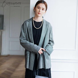 テーラード ジャケット レディース アウター 羽織り オケージョン 仕事着 ダブル オフィス きれいめ 女性 入学式 卒業式 七五三 結婚式 お呼ばれ ゲスト フォーマル からみ織 ゆったり オーバーサイズ 軽量 オールシーズン 着回し ブラック 黒 グレー 4510191-00.05