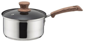 パール金属 ウッディパル 3層底 ガラス蓋 付 片手鍋 16cm 内面ふっ素加工 IH対応 HB-3175 シルバー  送料無料
